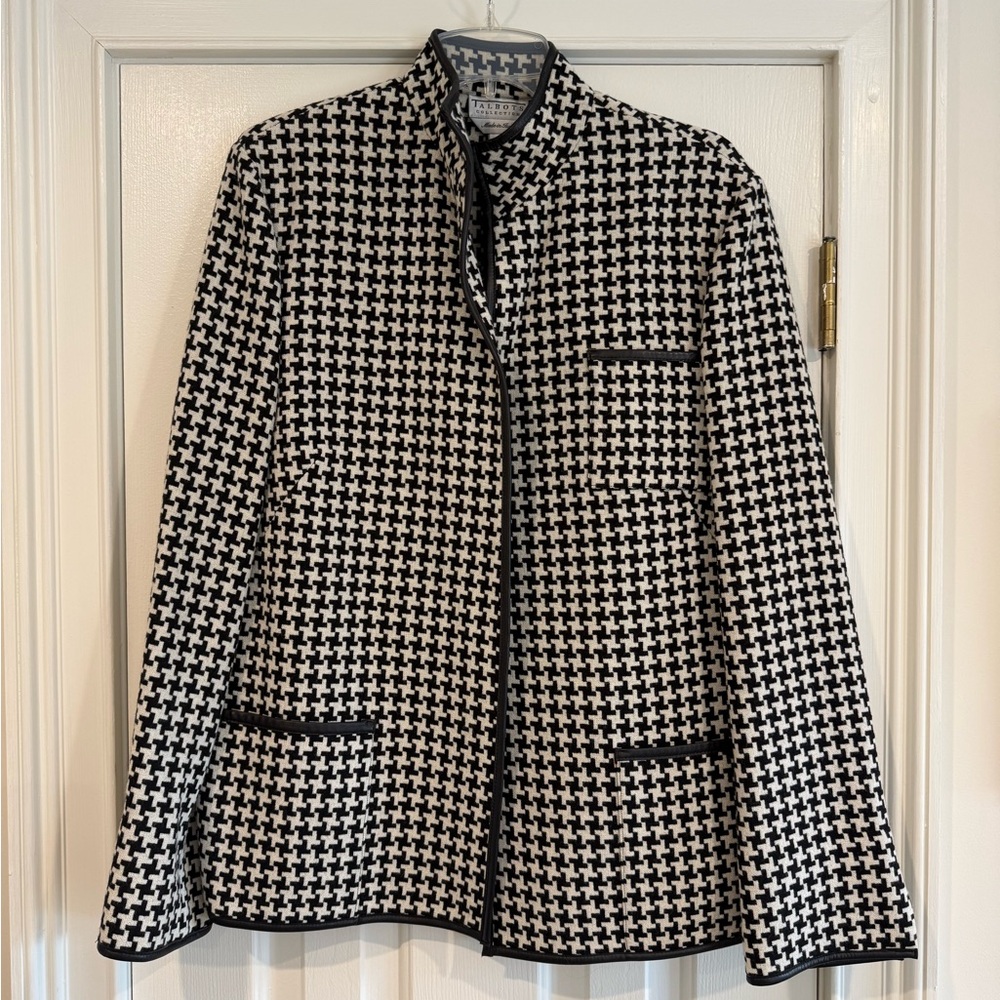 Talbots Black and White Houndstooth Jacket
